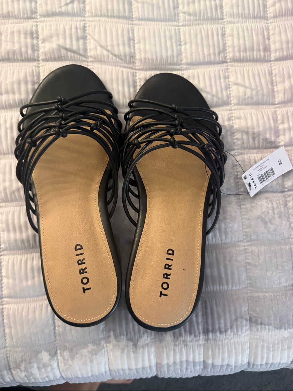 torrid Black Strappy Slide Mules with Tan Footbed